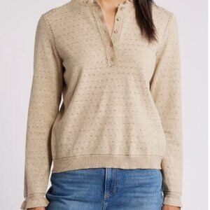 Wit & Wisdom, Ruffle Pointelle Sweater, NWT, Size XS
